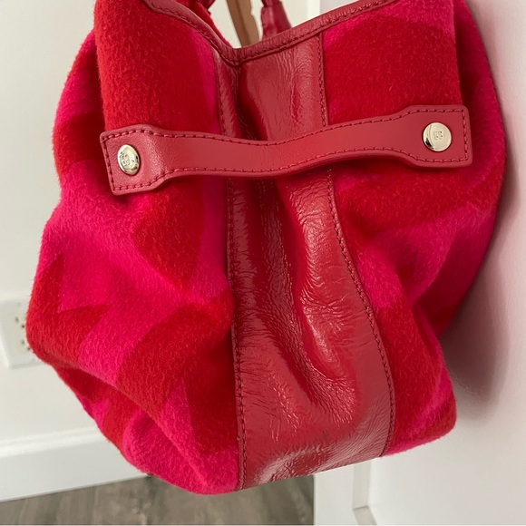 Kate Spade Pink and Red Houndstooth Stevie Hearthstone Purse Satchel - Picture 4 of 11